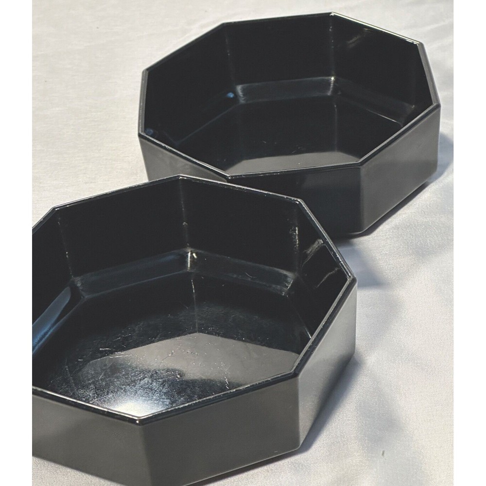 Vintage Arcoroc Octime black octagonal salad bowls set of 2, 5.5" diameter